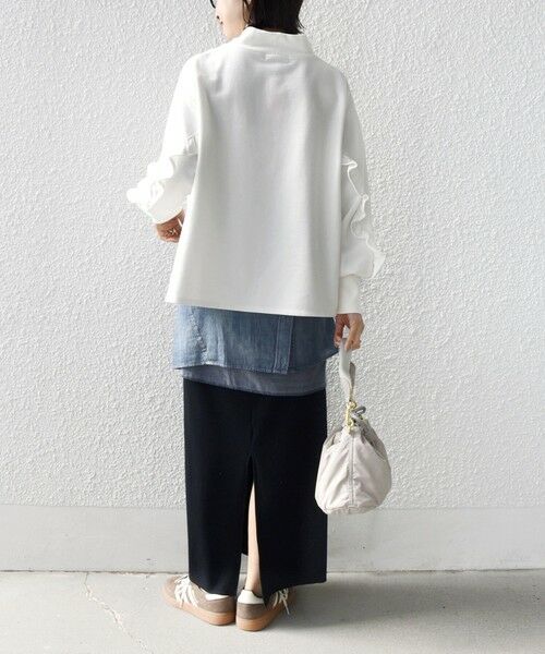 SHIPS / シップス カットソー | 《予約》【WEB限定】〈手洗い可能〉モックネック 袖 フリル デザイン ミニ 裏毛 プルオーバー | 詳細3