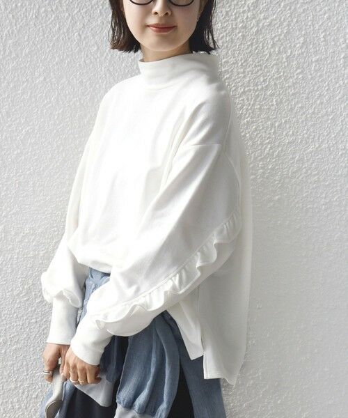 SHIPS / シップス カットソー | 《予約》【WEB限定】〈手洗い可能〉モックネック 袖 フリル デザイン ミニ 裏毛 プルオーバー | 詳細5