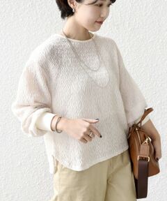 SHIPS / シップス Tシャツ | 《予約》〈手洗い可能〉ランダム ブルーゼ 袖 タック プルオーバー