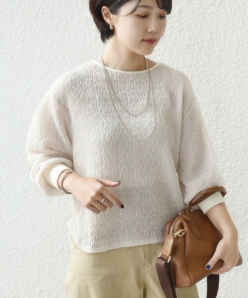 SHIPS / シップス Tシャツ | 《予約》〈手洗い可能〉ランダム ブルーゼ 袖 タック プルオーバー | 詳細5