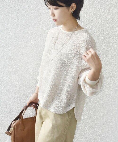 SHIPS / シップス Tシャツ | 《予約》〈手洗い可能〉ランダム ブルーゼ 袖 タック プルオーバー | 詳細6