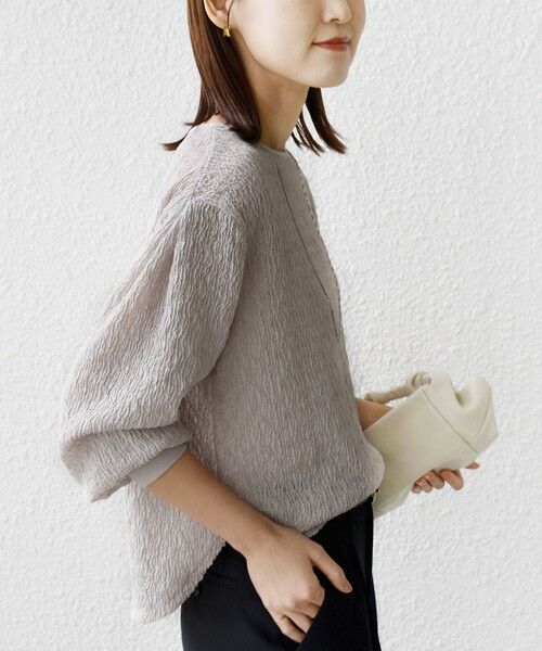 SHIPS / シップス Tシャツ | 《予約》〈手洗い可能〉ランダム ブルーゼ 袖 タック プルオーバー | 詳細18