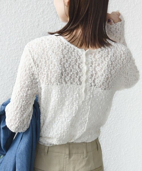 SHIPS / シップス カットソー（半袖以外） | 《予約》〈手洗い可能〉ラメ ラッセル レース ヘンリー ネック 2WAY プルオーバー | 詳細12