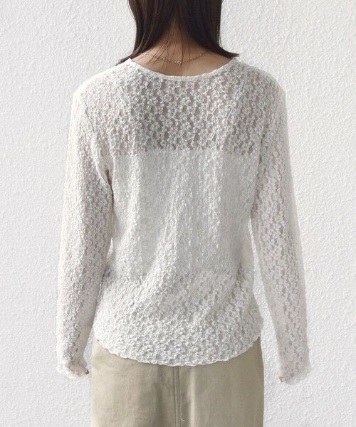 SHIPS / シップス カットソー（半袖以外） | 《予約》〈手洗い可能〉ラメ ラッセル レース ヘンリー ネック 2WAY プルオーバー | 詳細19