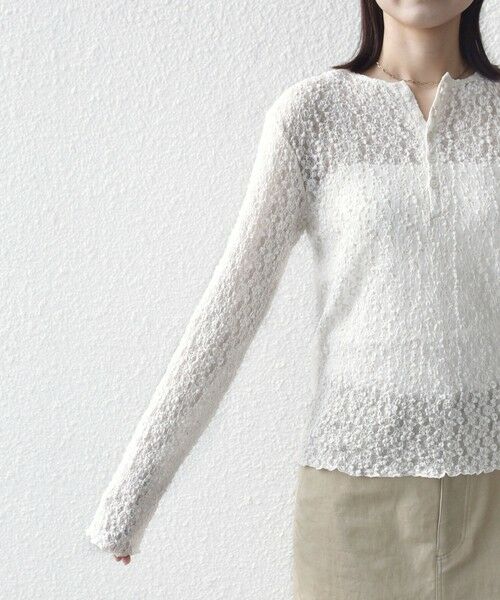 SHIPS / シップス カットソー（半袖以外） | 《予約》〈手洗い可能〉ラメ ラッセル レース ヘンリー ネック 2WAY プルオーバー | 詳細20