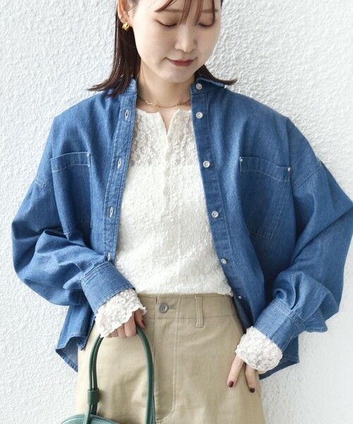 SHIPS / シップス カットソー（半袖以外） | 《予約》〈手洗い可能〉ラメ ラッセル レース ヘンリー ネック 2WAY プルオーバー | 詳細6