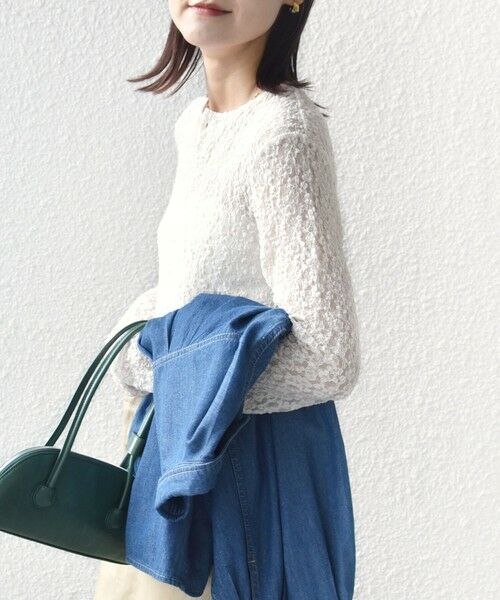 SHIPS / シップス カットソー（半袖以外） | 《予約》〈手洗い可能〉ラメ ラッセル レース ヘンリー ネック 2WAY プルオーバー | 詳細8