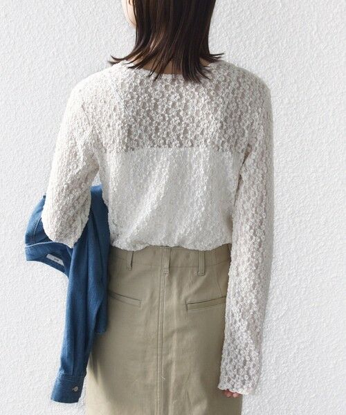 SHIPS / シップス カットソー（半袖以外） | 《予約》〈手洗い可能〉ラメ ラッセル レース ヘンリー ネック 2WAY プルオーバー | 詳細9