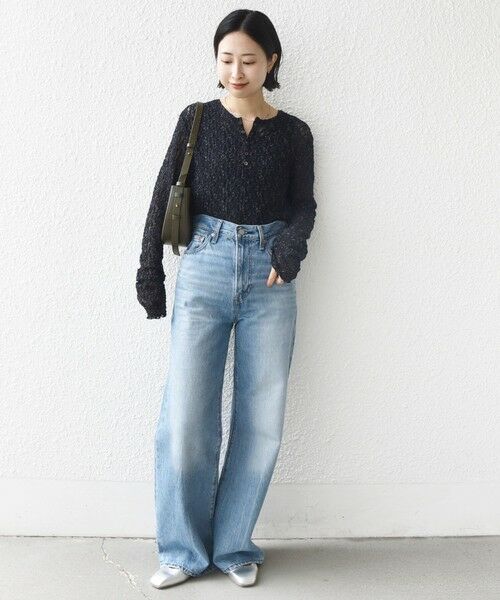 SHIPS / シップス カットソー（半袖以外） | 《予約》〈手洗い可能〉ラメ ラッセル レース ヘンリー ネック 2WAY プルオーバー | 詳細21