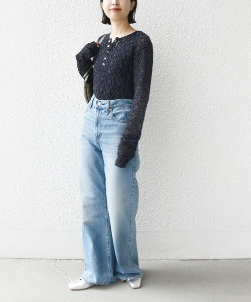 SHIPS / シップス カットソー（半袖以外） | 《予約》〈手洗い可能〉ラメ ラッセル レース ヘンリー ネック 2WAY プルオーバー | 詳細22