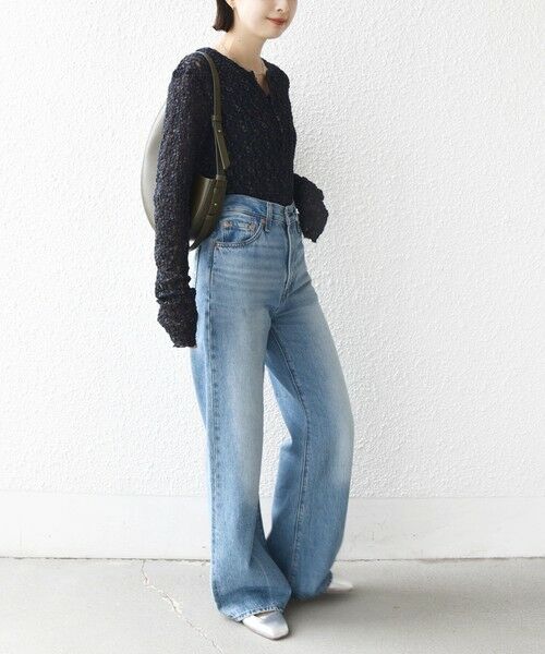 SHIPS / シップス カットソー（半袖以外） | 《予約》〈手洗い可能〉ラメ ラッセル レース ヘンリー ネック 2WAY プルオーバー | 詳細23