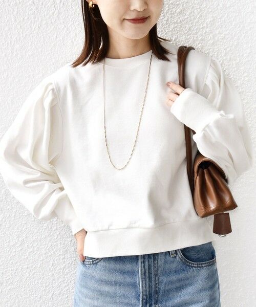 SHIPS / シップス Tシャツ | 《予約》【WEB限定】〈手洗い可能〉ショルダー タック パフ スリーブ ミニ 裏毛 プルオーバー | 詳細5