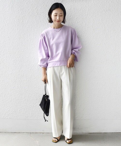 SHIPS / シップス Tシャツ | 《予約》【WEB限定】〈手洗い可能〉ショルダー タック パフ スリーブ ミニ 裏毛 プルオーバー | 詳細12