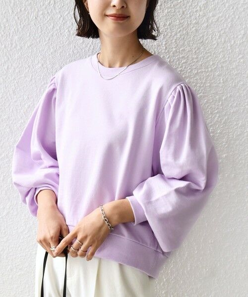 SHIPS / シップス Tシャツ | 《予約》【WEB限定】〈手洗い可能〉ショルダー タック パフ スリーブ ミニ 裏毛 プルオーバー（ピンク）