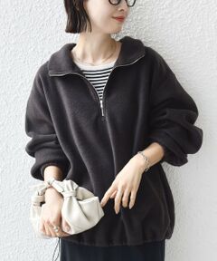 SHIPS / シップス カットソー（半袖以外） | 〈洗濯機可能〉フリース 裾 ドロスト ハーフ ジップ プルオーバー