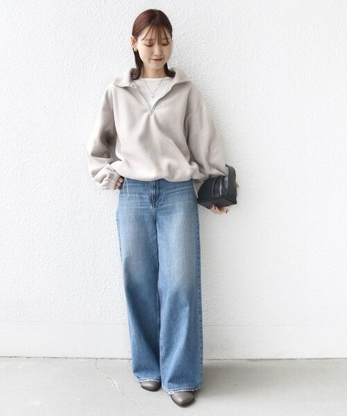 SHIPS / シップス カットソー(半袖以外) | 〈洗濯機可能〉フリース 裾 ドロスト ハーフ ジップ プルオーバー | 詳細1