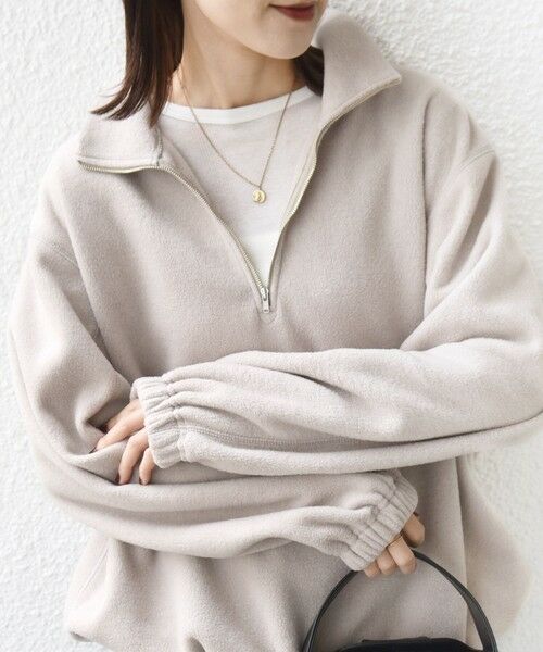 SHIPS / シップス カットソー(半袖以外) | 〈洗濯機可能〉フリース 裾 ドロスト ハーフ ジップ プルオーバー | 詳細9