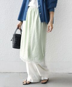 SHIPS / シップス ミニ・ひざ丈スカート | 《予約》〈洗濯機可能〉ダル サテン 裾 レース スカート