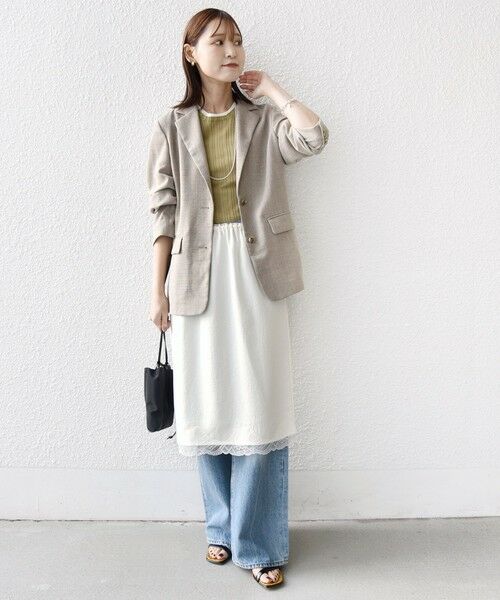 SHIPS / シップス ミニ・ひざ丈スカート | 《予約》〈洗濯機可能〉ダル サテン 裾 レース スカート | 詳細1