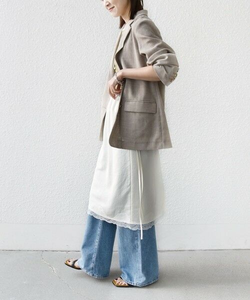 SHIPS / シップス ミニ・ひざ丈スカート | 《予約》〈洗濯機可能〉ダル サテン 裾 レース スカート | 詳細2