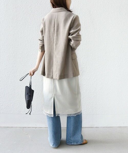 SHIPS / シップス ミニ・ひざ丈スカート | 《予約》〈洗濯機可能〉ダル サテン 裾 レース スカート | 詳細3