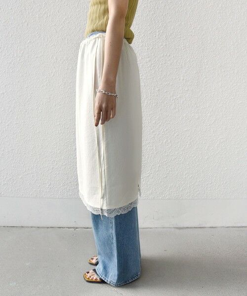 SHIPS / シップス ミニ・ひざ丈スカート | 《予約》〈洗濯機可能〉ダル サテン 裾 レース スカート | 詳細22