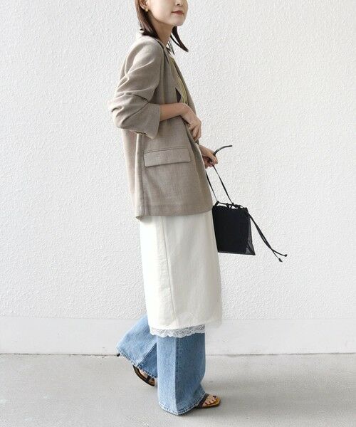 SHIPS / シップス ミニ・ひざ丈スカート | 《予約》〈洗濯機可能〉ダル サテン 裾 レース スカート | 詳細4