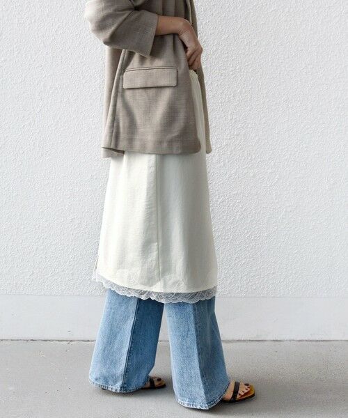 SHIPS / シップス ミニ・ひざ丈スカート | 《予約》〈洗濯機可能〉ダル サテン 裾 レース スカート | 詳細9