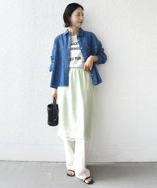 SHIPS / シップス ミニ・ひざ丈スカート | 《予約》〈洗濯機可能〉ダル サテン 裾 レース スカート | 詳細25