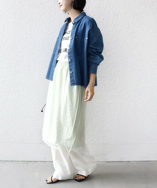 SHIPS / シップス ミニ・ひざ丈スカート | 《予約》〈洗濯機可能〉ダル サテン 裾 レース スカート | 詳細26