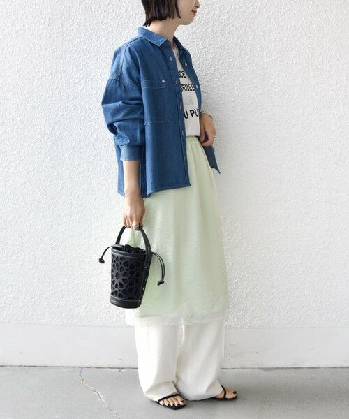 SHIPS / シップス ミニ・ひざ丈スカート | 《予約》〈洗濯機可能〉ダル サテン 裾 レース スカート | 詳細28