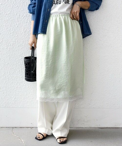 SHIPS / シップス ミニ・ひざ丈スカート | 《予約》〈洗濯機可能〉ダル サテン 裾 レース スカート | 詳細29