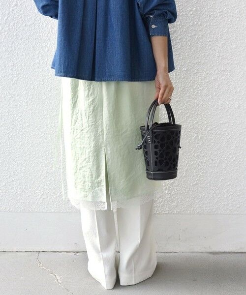 SHIPS / シップス ミニ・ひざ丈スカート | 《予約》〈洗濯機可能〉ダル サテン 裾 レース スカート | 詳細30