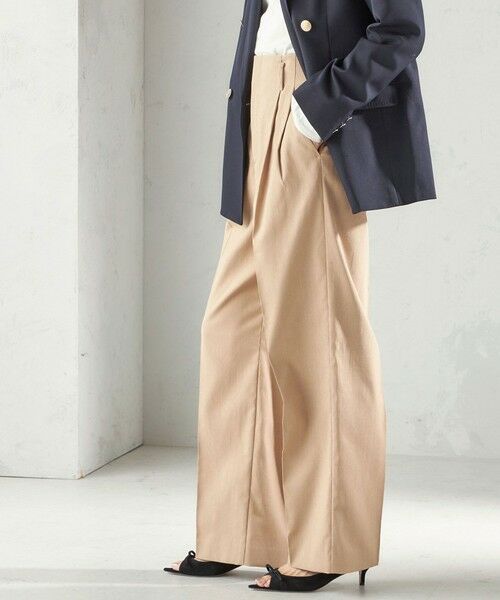 SHIPS / シップス その他パンツ | 《予約》〈UVカット・吸水速乾・手洗い可能〉綿麻混 オックス 2タック ストレート パンツ(ベージュ)