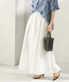 SHIPS / シップス ロング・マキシ丈スカート | 《予約》〈 接触冷感 / 撥水加工〉TEXBRID(R) タフタ ギャザー スカート