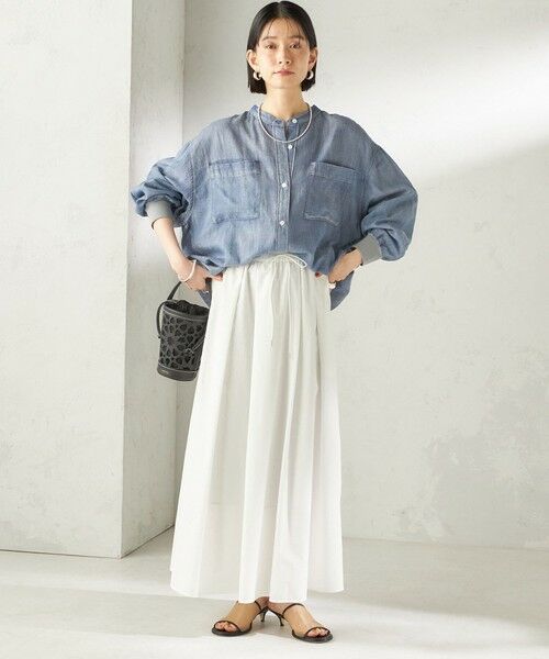 SHIPS / シップス ロング・マキシ丈スカート | 《予約》〈 接触冷感 / 撥水加工〉TEXBRID(R) タフタ ギャザー スカート | 詳細1