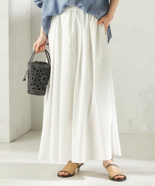 SHIPS / シップス ロング・マキシ丈スカート | 《予約》〈 接触冷感 / 撥水加工〉TEXBRID(R) タフタ ギャザー スカート | 詳細5