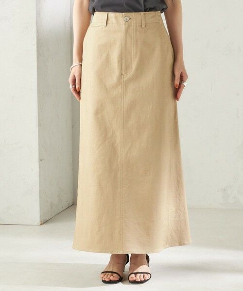 SHIPS / シップス ロング・マキシ丈スカート | 〈洗濯機可能〉ストレッチ チノ 硫化染め ステッチ スカート | 詳細29