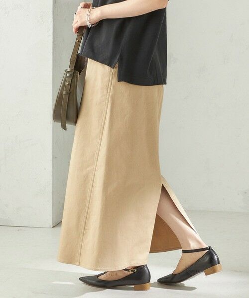 SHIPS / シップス ロング・マキシ丈スカート | 《予約》〈洗濯機可能〉ストレッチ チノ 硫化染め ステッチ スカート | 詳細6