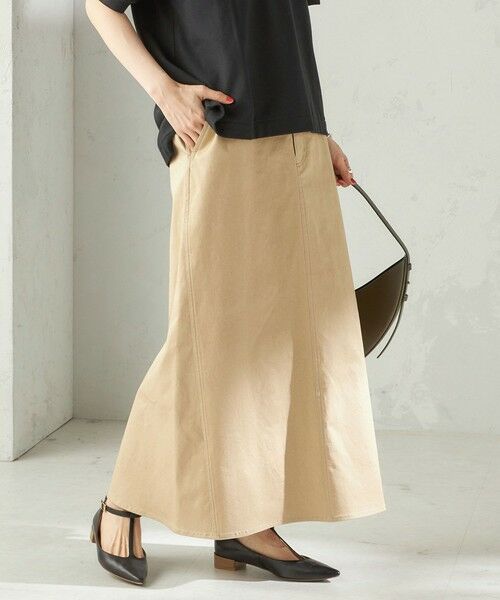 SHIPS / シップス ロング・マキシ丈スカート | 《予約》〈洗濯機可能〉ストレッチ チノ 硫化染め ステッチ スカート | 詳細8