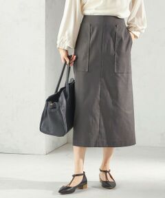 SHIPS / シップス ロング・マキシ丈スカート | 《予約》〈UVカット・吸水速乾・手洗い可能〉綿麻混 オックス ポケット タイト スカート