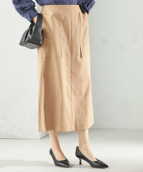 SHIPS / シップス ロング・マキシ丈スカート | 《予約》〈UVカット・吸水速乾・手洗い可能〉綿麻混 オックス ポケット タイト スカート | 詳細30