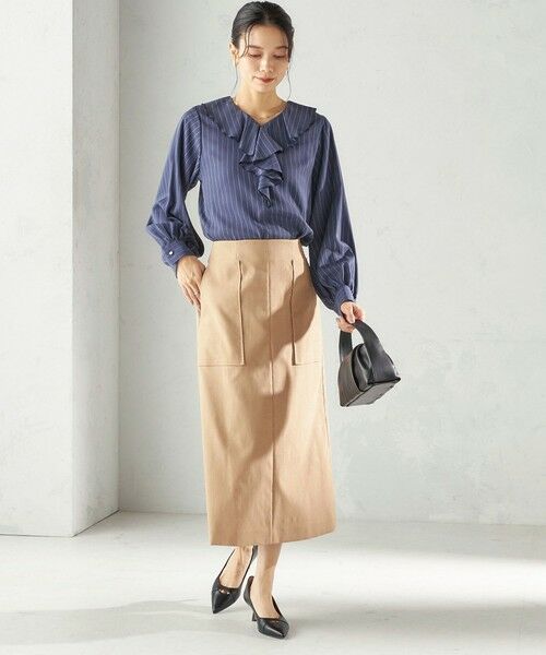 SHIPS / シップス ロング・マキシ丈スカート | 《予約》〈UVカット・吸水速乾・手洗い可能〉綿麻混 オックス ポケット タイト スカート | 詳細24