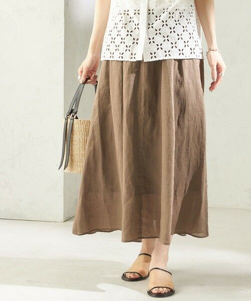 SHIPS / シップス ロング・マキシ丈スカート | 《予約》〈手洗い可能〉ラミー 4 ギャザー スカート（カーキ）