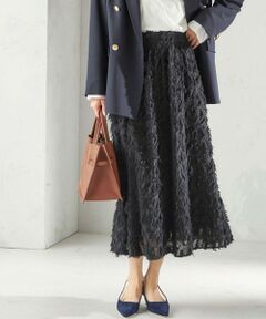 SHIPS / シップス ロング・マキシ丈スカート | 《予約》〈手洗い可能〉シアー カット ジャカード フレア スカート（セレモニー対応可）