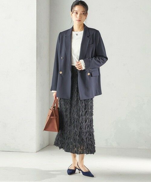 SHIPS / シップス ロング・マキシ丈スカート | 《予約》〈手洗い可能〉シアー カット ジャカード フレア スカート（セレモニー対応可） | 詳細18