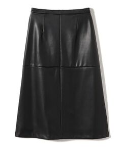 SHIPS / シップス ミニ・ひざ丈スカート | 〈手洗い可能〉合成皮革 ウエスト ゴム スカート