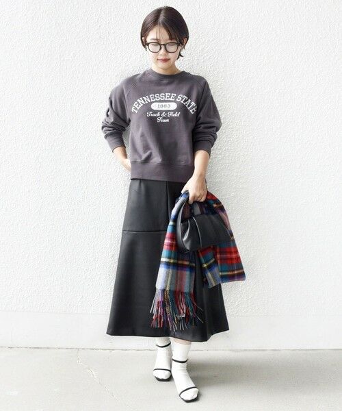 SHIPS / シップス ミニ・ひざ丈スカート | 〈手洗い可能〉合成皮革 ウエスト ゴム スカート | 詳細1