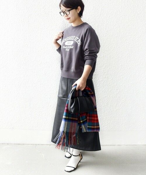 SHIPS / シップス ミニ・ひざ丈スカート | 〈手洗い可能〉合成皮革 ウエスト ゴム スカート | 詳細2