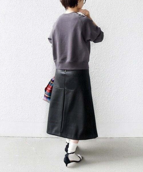 SHIPS / シップス ミニ・ひざ丈スカート | 〈手洗い可能〉合成皮革 ウエスト ゴム スカート | 詳細3